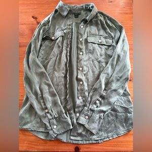 J. Crew Olive Green 100% Silk Blouse